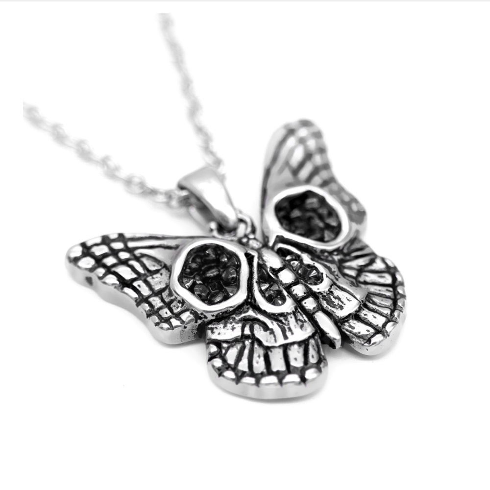 Monarch Butterfly Skull Gothic Punk Necklace NWT